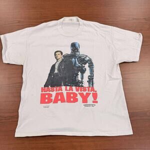 RARE 1992 TERMINATOR 2 "Hasta La Vista Baby!" Fun World T-Shirt XL Movie Promo